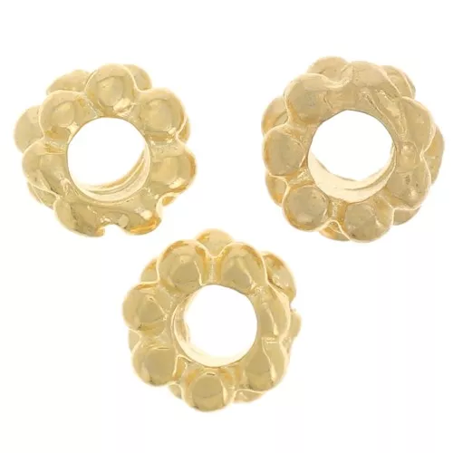 Perle forma di fiore 4 mm - dorato con oro fino x10