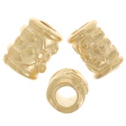 Perline lavorate a tubo 7x5 mm - dorato con oro fino x5