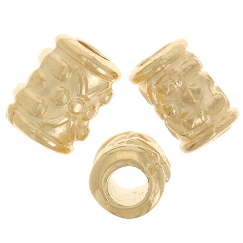 Perline lavorate a tubo 7x5 mm - dorato con oro fino x5