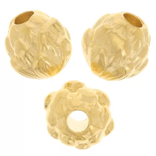 Perlina rotonda, motivo fiore 8 mm - dorato con oro fino x1