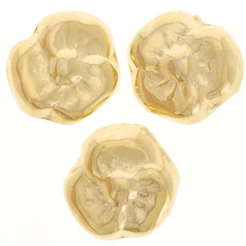 Perla fiore in rilievo 9 mm - dorato con oro fino x1