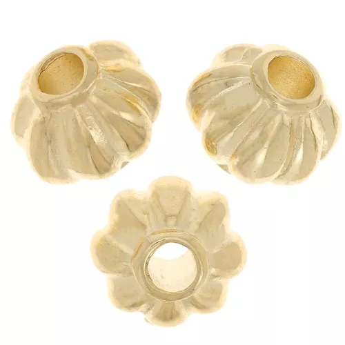 Perline rotonde effetto lanterna 8 mm - dorato con oro fino x4