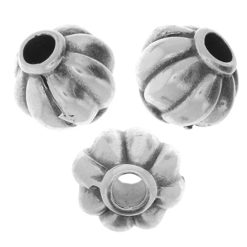 Perline rotonde effetto lanterna 8 mm - Argento antico x4