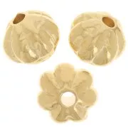 Perline tonde appiattite effetto fiore 7,5 mm -dorato con oro fino x4