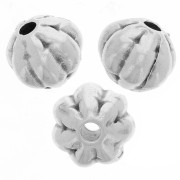 Perline rotonde appiattite effetto fiore 7,5 mm - Argento antico x4