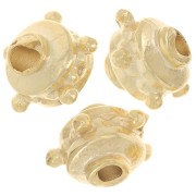 Perline tonde appiattite 8x6 mm con palline - dorato con oro fino x5