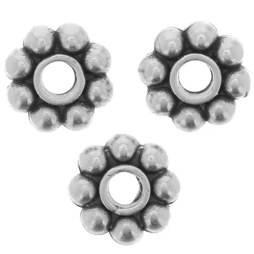 Perle a fiore 7 mm - Argento antico x10