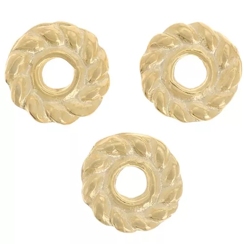 Perle effetto corda 5 mm -Dorato con oro fino x10