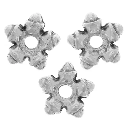 Perline rondelle a stella 7 mm - Argento antico x10