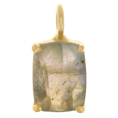 Pendente sfaccettato con castone griffe 12x6 m Arg925 oro fino- Labradorite