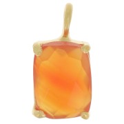 Pendente sfaccettato con castone griffe 12x6 m Arg925 oro fino- Corniola