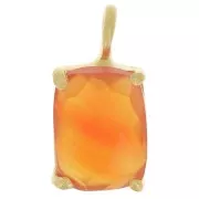 Pendente sfaccettato con castone griffe 12x6 m Arg925 oro fino- Corniola