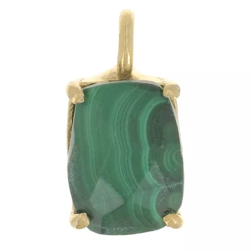 Pendente sfaccettato con castone griffe 12x6 m Arg925 oro fino- Malachite