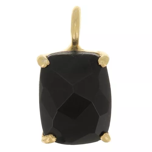 Pendente sfaccettato con castone griffe 12x6 m Arg925 oro fino- Onice nero