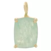 Pendente sfaccettato con castone griffe 12x6 m Arg925 oro fino- Avventurina