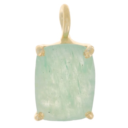 Pendente sfaccettato con castone griffe 12x6 m Arg925 oro fino- Avventurina