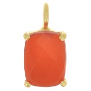 Pendente sfaccettato con castone griffe 12x6 m Arg925 oro fino - Onice rossa