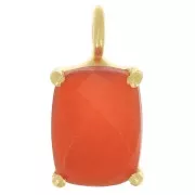 Pendente sfaccettato con castone griffe 12x6 m Arg925 oro fino - Onice rossa