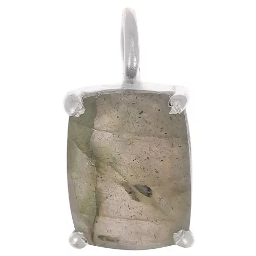 Pendente rettangolare sfaccettato con castone griffe 12x6 mm -Arg925 - Labradorite