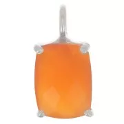 Pendente rettangolare sfaccettato con castone griffe 12x6 mm -Arg925- Corniola