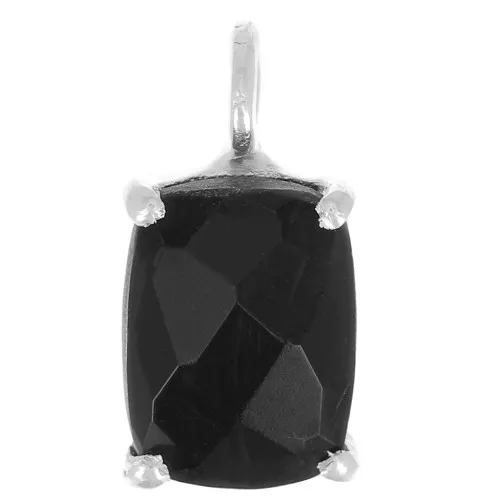 Pendente rettangolare sfaccettato con castone griffe 12x6 mm -Arg925- Onice nera