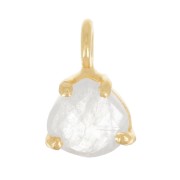 Pendente triangolo sfaccettato con castone 10x7 mm Arg925 dorato- Pietra di luna
