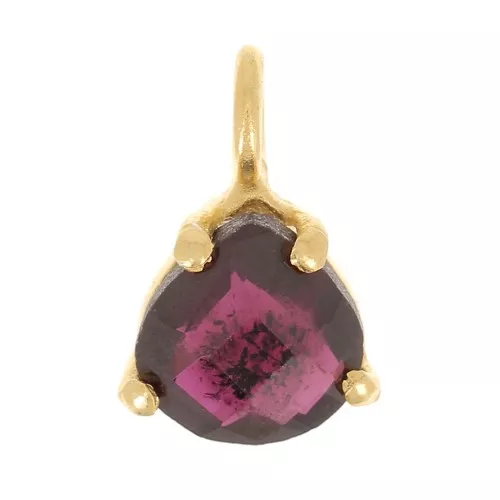 Pendente triangolo sfaccettato con castone griffe 10x7 mm Arg925 dorato- Granato