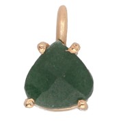 Pendente triangolare sfaccettato con incastonatura a griffe 10x7 mm - Argento 925 dorato con oro fino - Aventurina