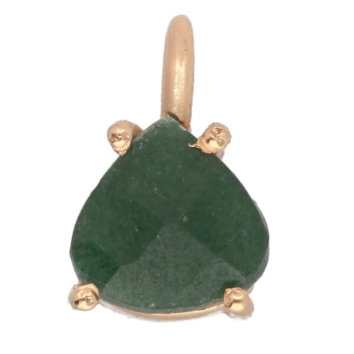 Pendente triangolare sfaccettato con incastonatura a griffe 10x7 mm - Argento 925 dorato con oro fino - Aventurina