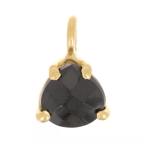 Pendente triangolo sfaccettato con castone griffe 10x7 mm Arg925 dorato Onice nera