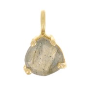 Pendente triangolo sfaccettato con castone griffe 10x7mm Arg925 dorato Labradorite
