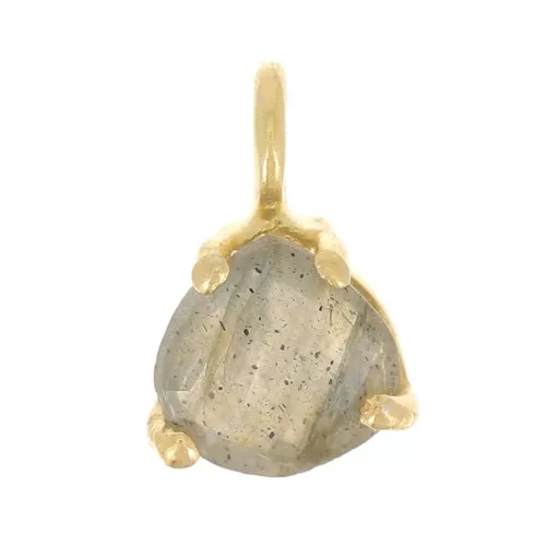 Pendente triangolo sfaccettato con castone griffe 10x7mm Arg925 dorato Labradorite