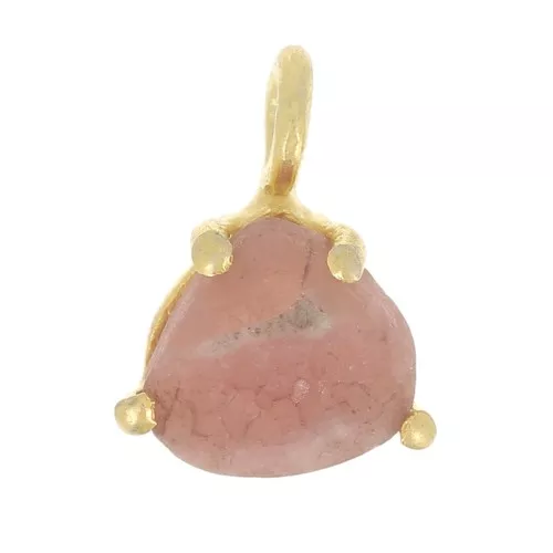 Pendente triangolo sfaccettato con castone griffe 10x7mm Arg925 dorato Rodocrosite