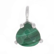 Pendente triangolo sfaccettato con castone griffe 10x7 mm - Arg 925 - Malachite x1|raw }}