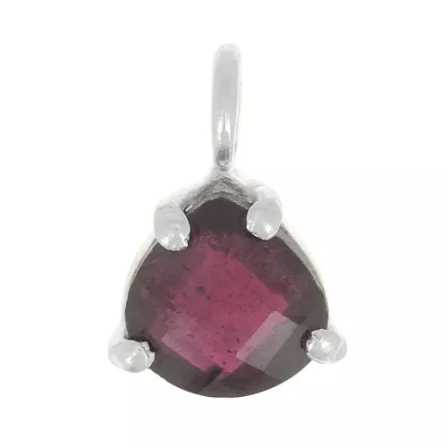 Pendente triangolo sfaccettato con castone griffe 10x7 mm - Arg925 - Granato x1