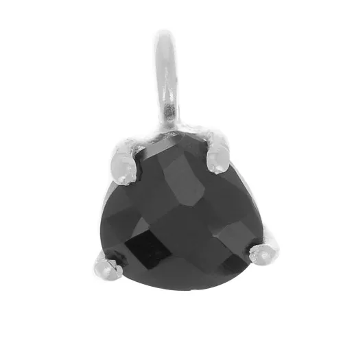 Pendente triangolo sfaccettato con castone griffe 10x7 mm - Arg925 - Onice nero x1