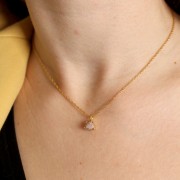 Pendente triangolo sfaccettato con castone griffe 10x7 mm - Argento 925 - Rodonite