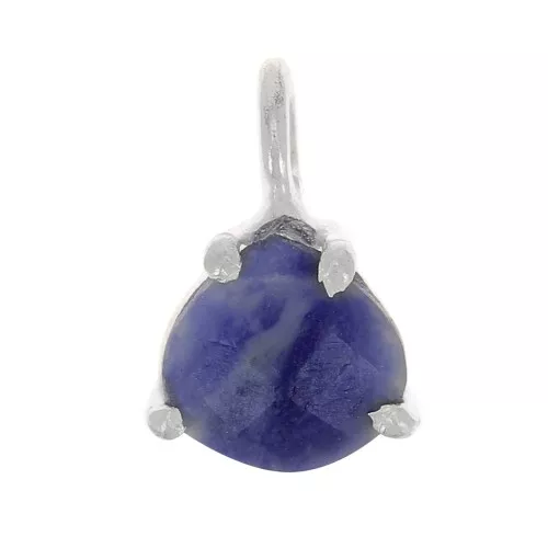 Pendente triangolo sfaccettato con castone griffe 10x7 mm - Arg925 - Sodalite
