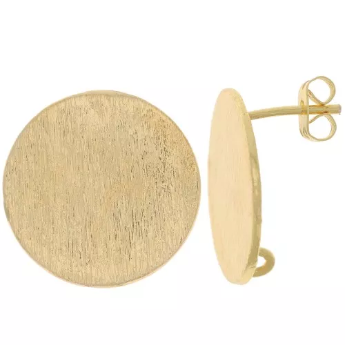 Orecchini perno tondi effetto spazzolato 21 mm con anello aperto - Dorato x2