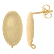 Orecchini perno ovali effetto spazzolato 17x10 mm con anello aperto - Dorato x2
