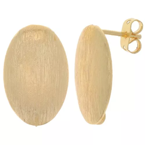Orecchini perno ovali effetto spazzolato 20x13 mm con anello aperto - Dorato x2