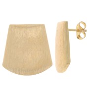 Orecchini perno trapezio effetto spazzolato 20 mm con anello aperto -Dorato x2