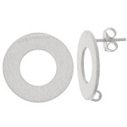 Orecchini perno cerchio vuoto effetto spazzolato 20 mm anello aperto - Argento x2