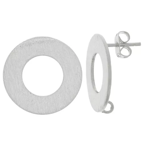 Orecchini perno cerchio vuoto effetto spazzolato 20 mm anello aperto - Argento x2
