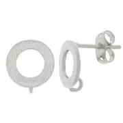 Orecchini perno cerchio vuoto effetto spazzolato 10 mm anello aperto - Argento x2