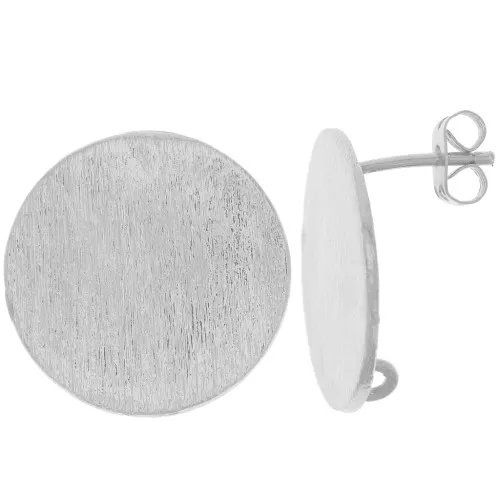 Orecchini perno tondi effetto spazzolato 21 mm con anello aperto - Argento x2