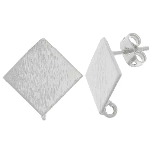 Orecchini perno effetto spazzolato 16 mm con anello aperto - Argento x2