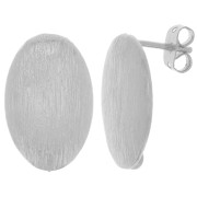 Orecchini perno ovali effetto spazzolato 20x13 mm con anello aperto - Argento x2