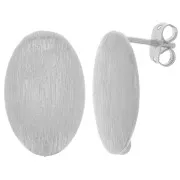 Orecchini perno ovali effetto spazzolato 20x13 mm con anello aperto - Argento x2