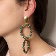 Orecchini perno ovali effetto spazzolato 20x13 mm con anello aperto - Argento x2